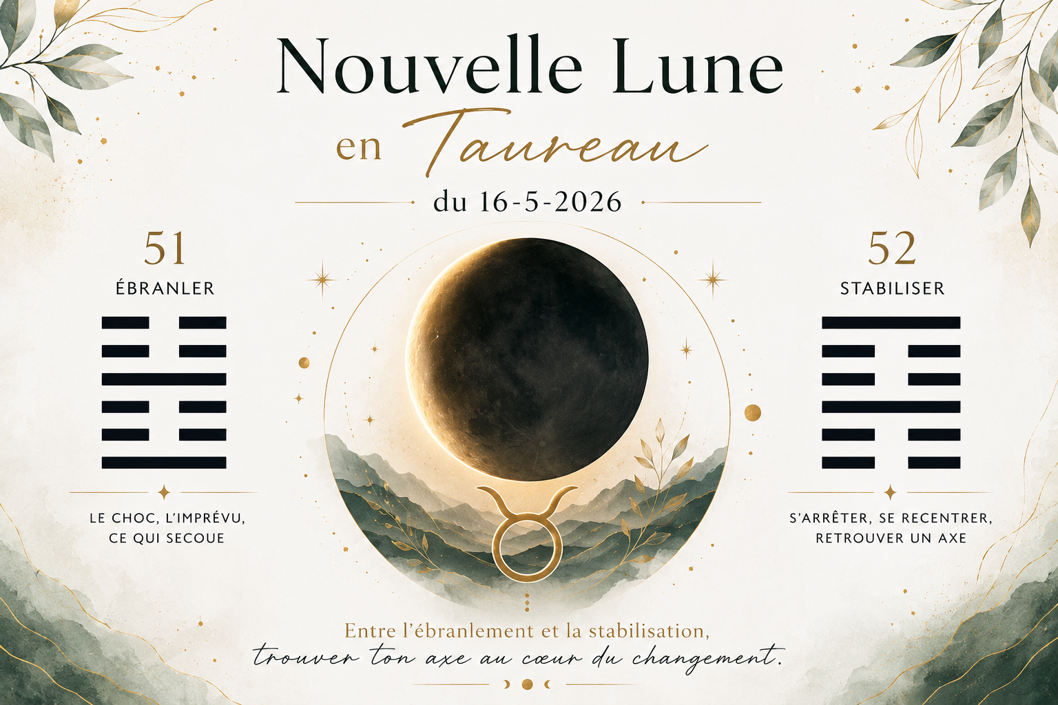 Tirages pour la Nouvelle Lune en Taureau du 16-5-2026